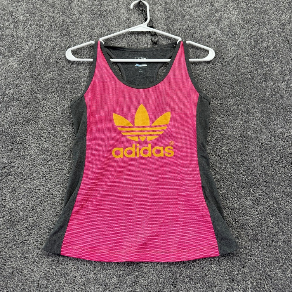 Adidas Tank Top Girls Large Pink Trefoil Logo Racerback Activewear Puremotion L